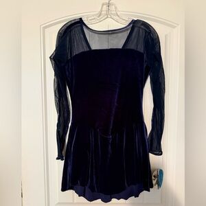 Vintage 90s Capezio Navy Velvet Dress